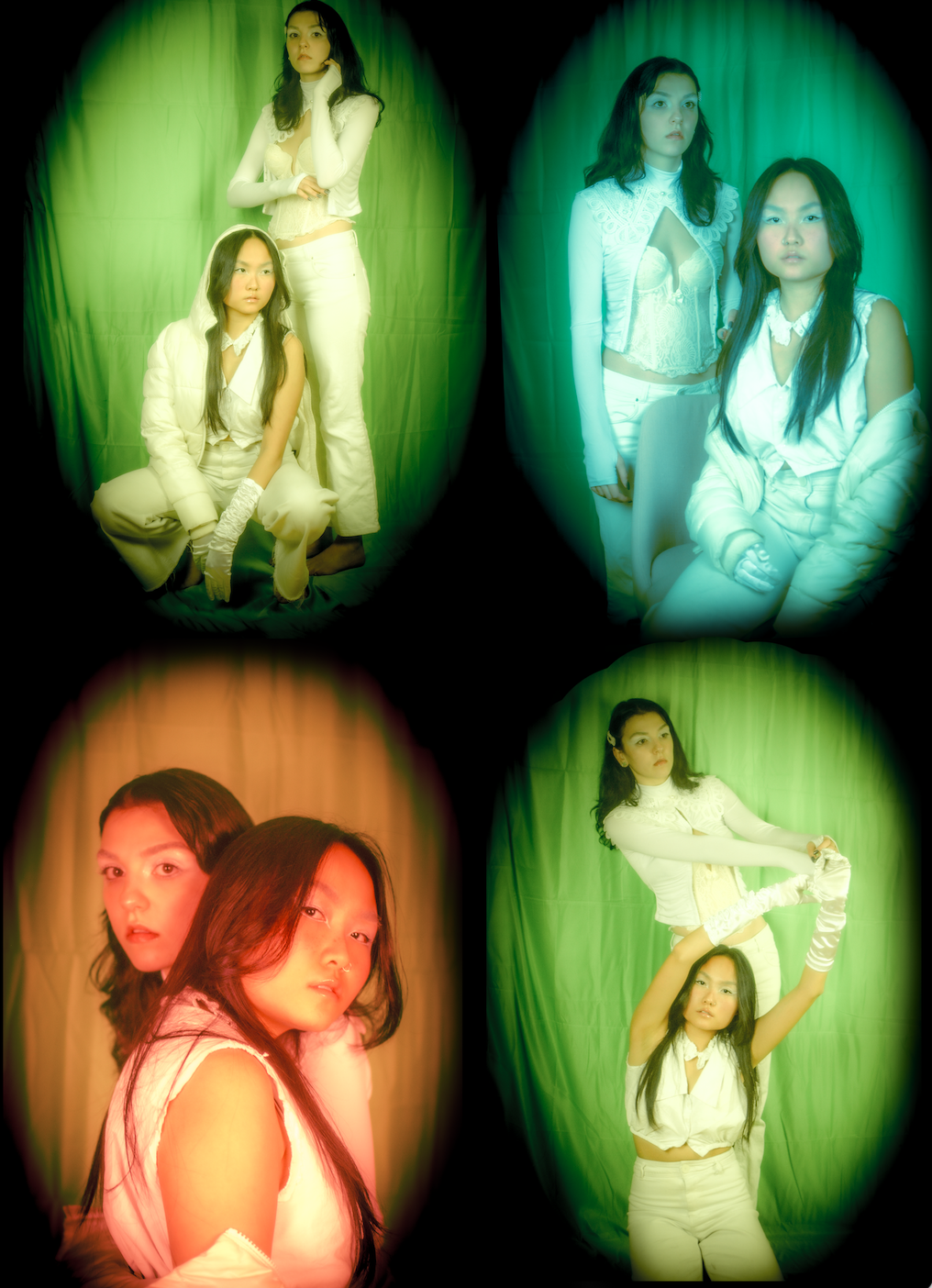   Photographed by Julia Smith     Directed by Julia Smith    Modeled by Charlene Cheung and Elena Vennet     Makeup by Molly Howard     Styled by Eloisa De Farias   